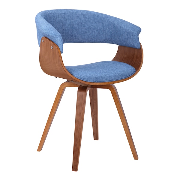 Armen Living Summer Mid-Century Chair in Blue Fabric with Walnut Wood Finish LCSUCHBLUE - main